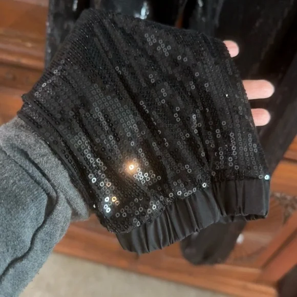 NWT Black Sequin Jogger Pants - Picture 2 of 4